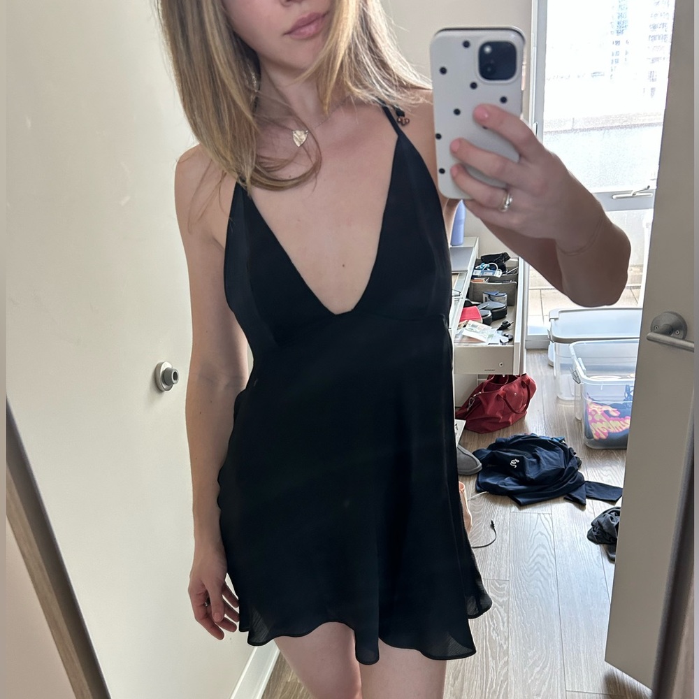 Free People Black Mini Slip Dress